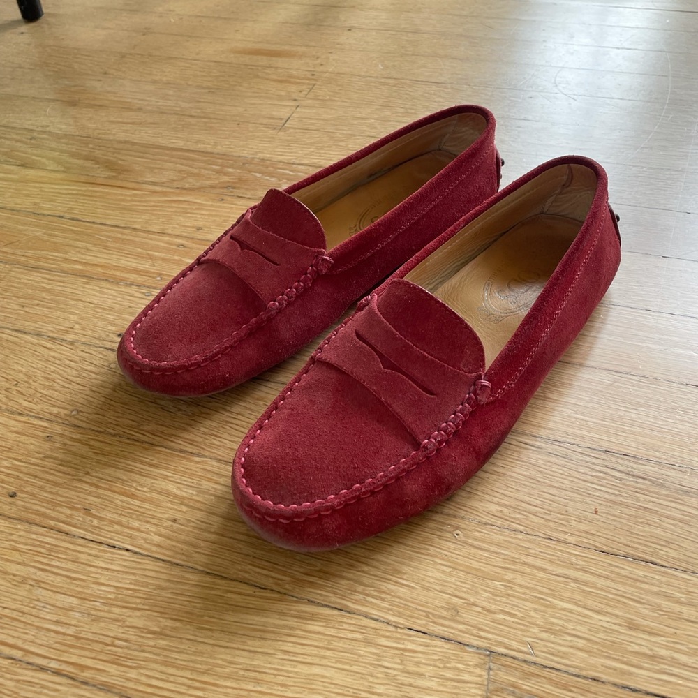 Tod’s Red suede moccasins women’s size 37